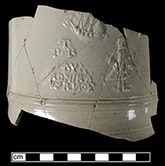 Sprig molded straight sided tankard commemorating the capture of Portobello by Admiral Vernon in 1739 from 18CV60.